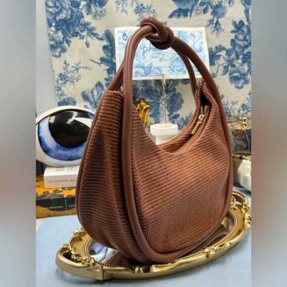 🆕 CULT GAIA 🧿 NWOT Zena Raffia Circular Knotted Shoulder Bag, Woven Brown - Picture 7 of 16
